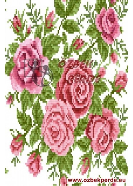 Pembe Gül Baskılı Halı
